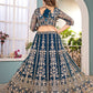 Rajwada Teal Blue Net Embellished Semi Stitched Lehenga For Women
