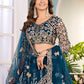 Rajwada Teal Blue Net Embellished Semi Stitched Lehenga For Women