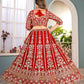 Rajwada Red Net Embellished Semi Stitched Lehenga For Women