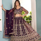 Rajwada Deep Purple Net Embellished Semi Stitched Lehenga For Women