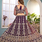 Rajwada Deep Purple Net Embellished Semi Stitched Lehenga For Women
