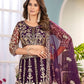 Rajwada Deep Purple Net Embellished Semi Stitched Lehenga For Women