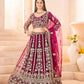 Rajwada Dark Pink Net Embellished Semi Stitched Lehenga For Women