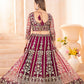Rajwada Dark Pink Net Embellished Semi Stitched Lehenga For Women
