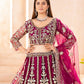 Rajwada Dark Pink Net Embellished Semi Stitched Lehenga For Women