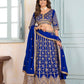 Rajwada Royal Blue Chinon Embellished Semi Stitched Lehenga For Women