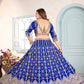 Rajwada Royal Blue Chinon Embellished Semi Stitched Lehenga For Women