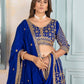 Rajwada Royal Blue Chinon Embellished Semi Stitched Lehenga For Women