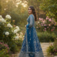 Rajwada Teal Blue Net Embellished Semi Stitched Lehenga For Women