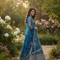 Rajwada Teal Blue Net Embellished Semi Stitched Lehenga For Women
