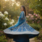 Rajwada Teal Blue Net Embellished Semi Stitched Lehenga For Women