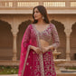 Rajwada Pink Net Embellished Semi Stitched Lehenga For Women
