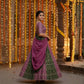 Rajwada Mauve and Dark Green Chinon Embellished Semi Stitched Lehenga For Women