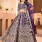 Rajwada Purple Net Embellished Semi Stitched Lehenga For Women