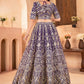 Rajwada Purple Net Embellished Semi Stitched Lehenga For Women
