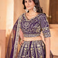 Rajwada Purple Net Embellished Semi Stitched Lehenga For Women