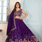 Rajwada Purple Chinon Embellished Semi Stitched Lehenga For Women