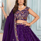 Rajwada Purple Chinon Embellished Semi Stitched Lehenga For Women