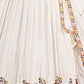 Rajwada White Chinon Embellished Semi Stitched Lehenga For Women