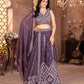 Rajwada Dusty Purple Georgette Embellished Semi Stitched Lehenga For Women