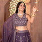 Rajwada Dusty Purple Georgette Embellished Semi Stitched Lehenga For Women