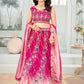 Rajwada Pink Chinon Embellished Semi Stitched Lehenga For Women