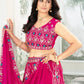 Rajwada Pink Chinon Embellished Semi Stitched Lehenga For Women