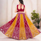 Rajwada Red And Mustard Silk Blend Embellished Semi Stitched Lehenga For Women