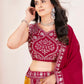 Rajwada Red And Mustard Silk Blend Embellished Semi Stitched Lehenga For Women