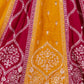 Rajwada Red And Mustard Silk Blend Embellished Semi Stitched Lehenga For Women