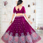 Rajwada Wine Georgette Embellished Semi Stitched Lehenga For Women