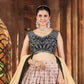 Rajwada Beige Georgette Embroidered Semi Stitched Lehenga For Women