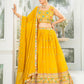 Rajwada Yellow Georgette Embellished Semi Stitched Lehenga For Women