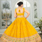 Rajwada Yellow Georgette Embellished Semi Stitched Lehenga For Women