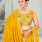 Rajwada Yellow Georgette Embellished Semi Stitched Lehenga For Women