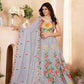 Rajwada Grey Georgette Embellished Semi Stitched Lehenga For Women