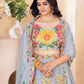 Rajwada Grey Georgette Embellished Semi Stitched Lehenga For Women