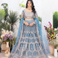 Rajwada Sky Blue Net Embellished Semi Stitched Lehenga For Women