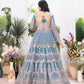 Rajwada Sky Blue Net Embellished Semi Stitched Lehenga For Women