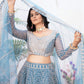 Rajwada Sky Blue Net Embellished Semi Stitched Lehenga For Women