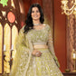 Rajwada Lime Green Net Embellished Semi Stitched Lehenga For Women