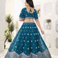 Rajwada Teal Blue Georgette Embellished Semi Stitched Lehenga For Women