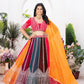 Rajwada Multi Colour Georgette Embellished Semi Stitched Lehenga For Women