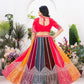 Rajwada Multi Colour Georgette Embellished Semi Stitched Lehenga For Women