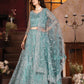 Rajwada Sky Blue Net Embellished Semi Stitched Lehenga For Women
