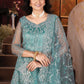 Rajwada Sky Blue Net Embellished Semi Stitched Lehenga For Women