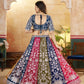 Rajwada Multi Colour Georgette Embellished Semi Stitched Lehenga For Women