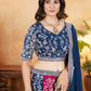 Rajwada Multi Colour Georgette Embellished Semi Stitched Lehenga For Women