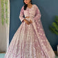 Rajwada Lavender Net Embellished Semi Stitched Lehenga For Women