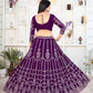 Rajwada Deep Purple Georgette Embellished Semi Stitched Lehenga For Women